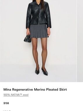 Mina Regenerative Merino Pleated Skirt — Charcoal Gray